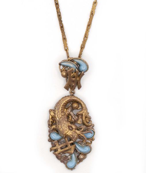 Neiger brothers dragon pendant chain with blue decoration
