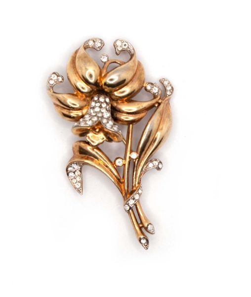 1940s Crown Trifari Daffodil Flower Brooch