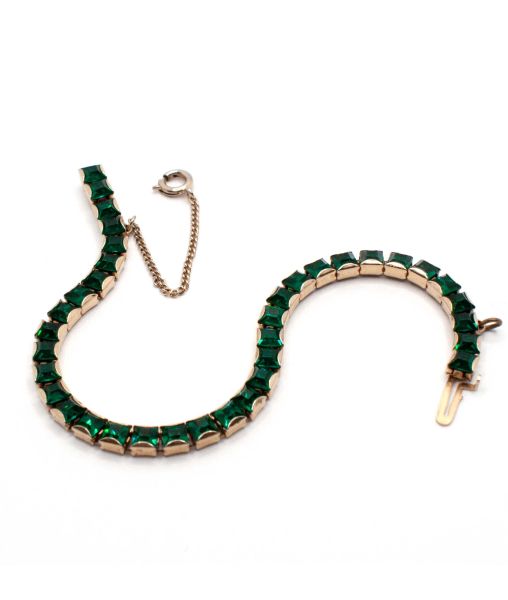 Vintage Emerald Rhinestone Tennis Bracelet by Weiss