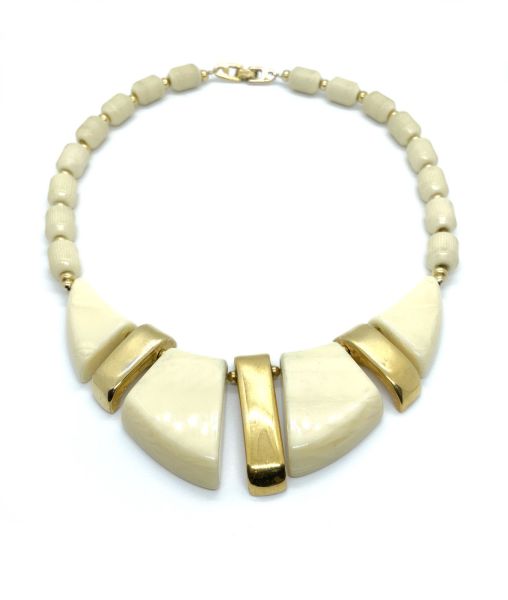 1970s Napier Cream and Gold Necklace