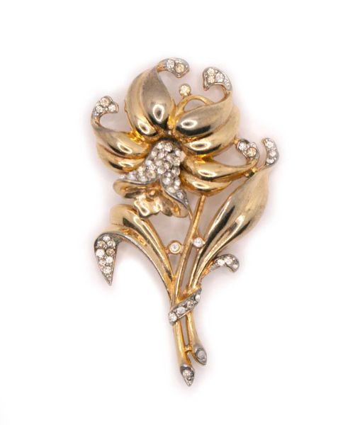 1940s Crown Trifari Daffodil Flower Brooch Pin