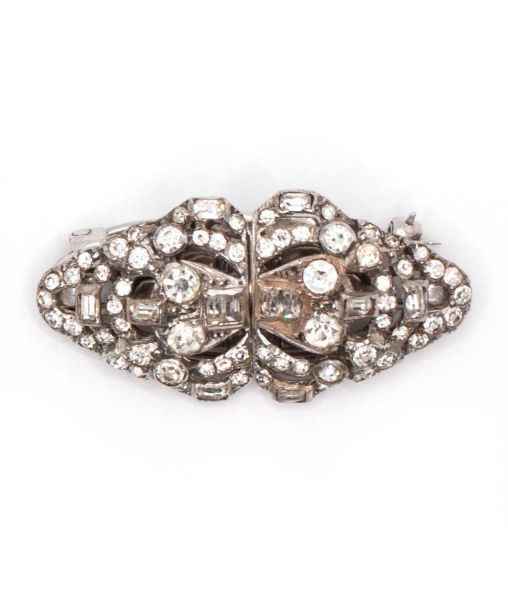 Silver Hallmarked Double Clip Brooch London