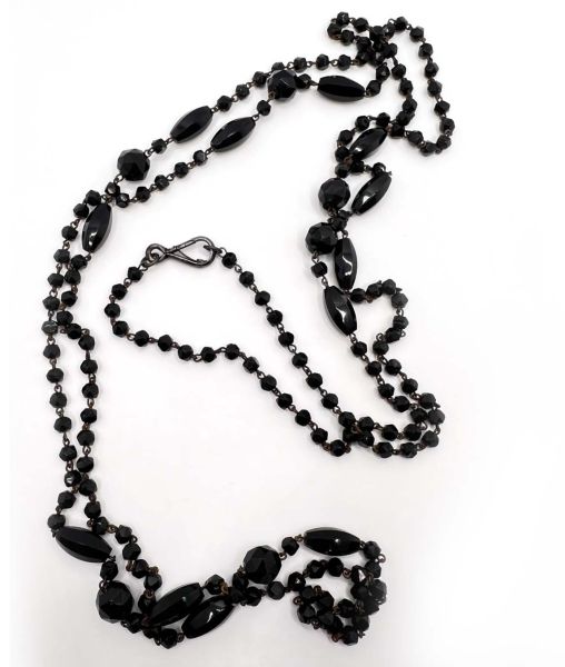 Long Black Glass Necklace