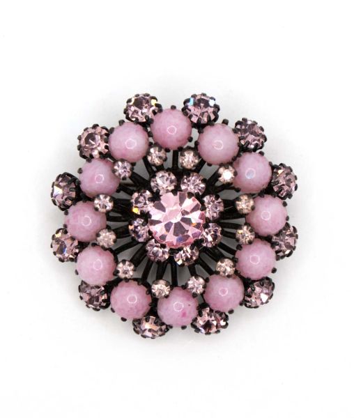 Pink Artglass Layered Austrian Brooch 