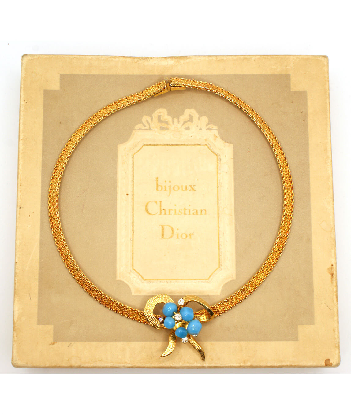 Christian Dior Vintage c.1980s Heart Necklace Gold Tone Diamonte/CZ - Ruby  Lane