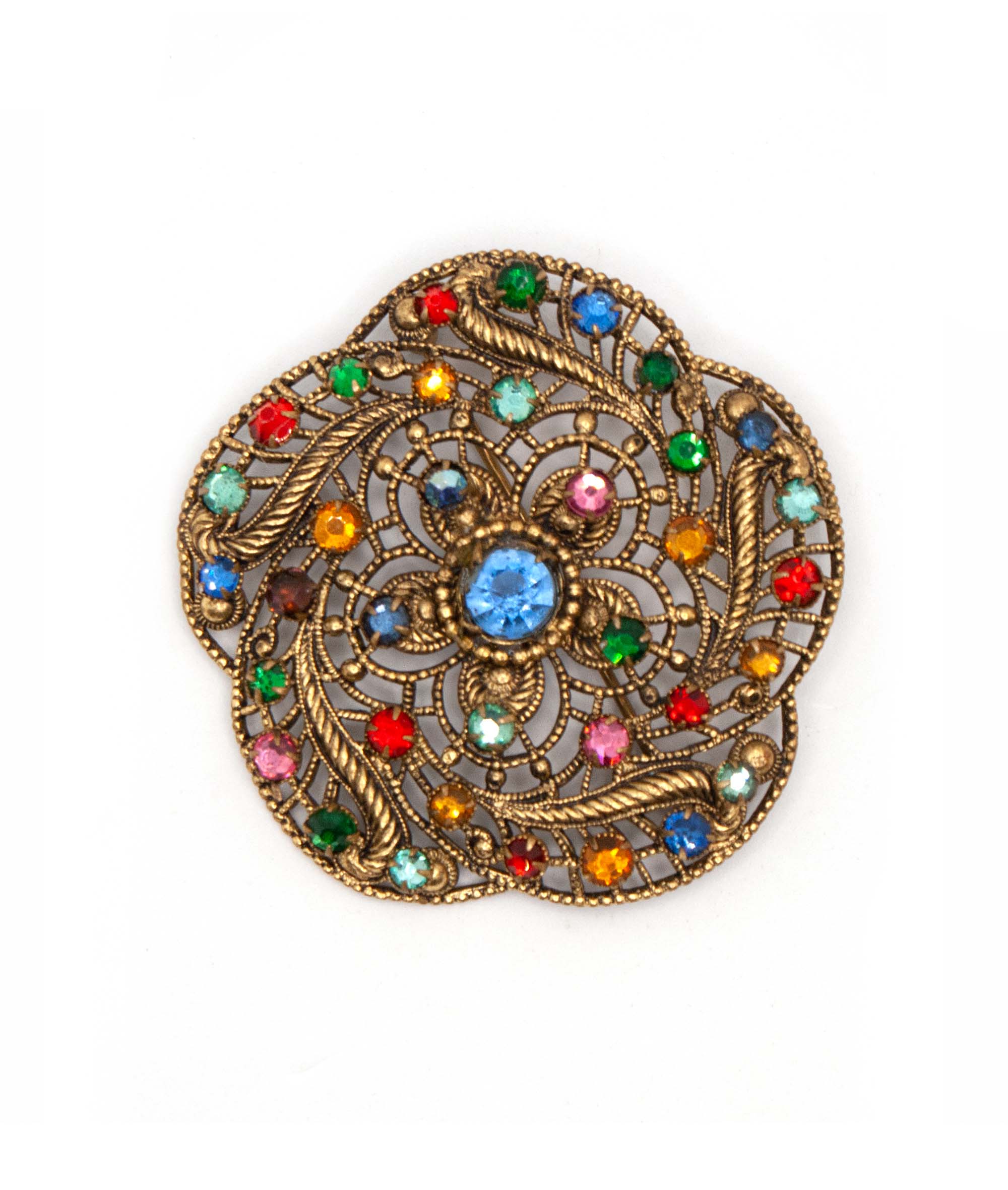 Flower Shaped Antique Czech Brooch | Gadelles Vintage