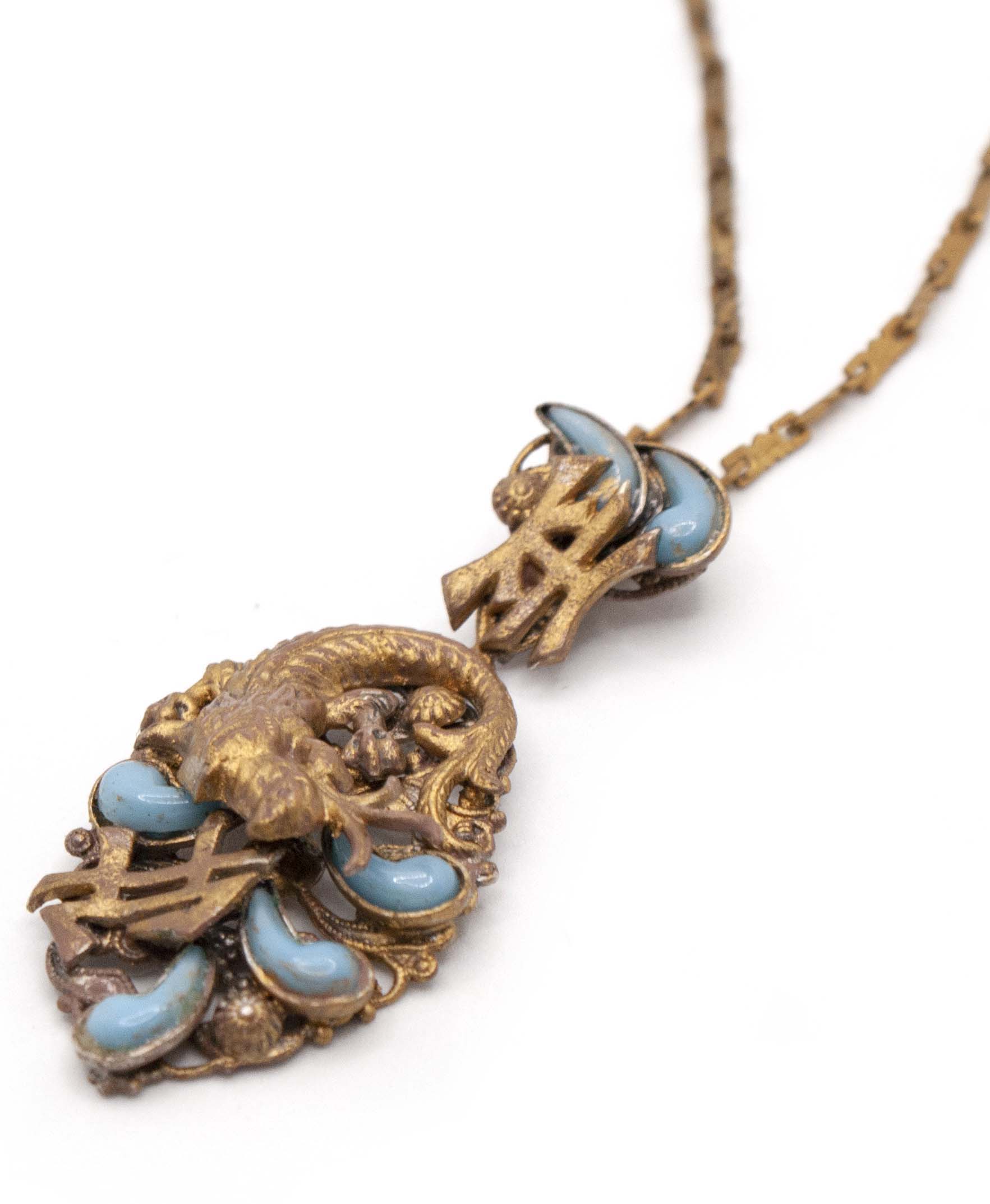 Neiger Brothers Art Deco Pendant Chain Necklace | Gadelles Vintage